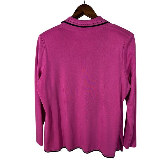 Misook Sweater Jacket Set Pink Black Trim Knit Shell 2 Pc L Modern Heritage - Picture 4 of 13
